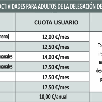 Precio deporte adultos