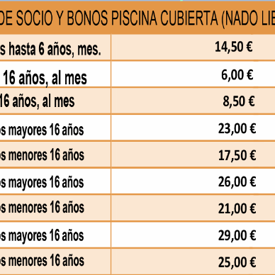 precio socio y bonos baño libre