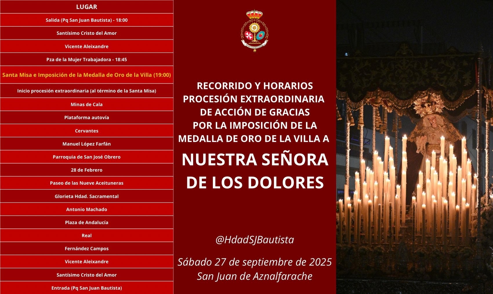 Recorrido Virgen MEDALLA