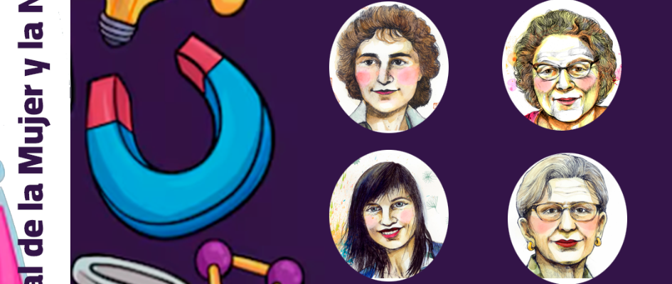 cartel exposición mujer y niña ciencia